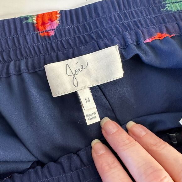 Joie Navy Anatase 2pc SET Floral Print Silk Top ( S ) Lanina Floral Short ( M ) - Picture 10 of 14